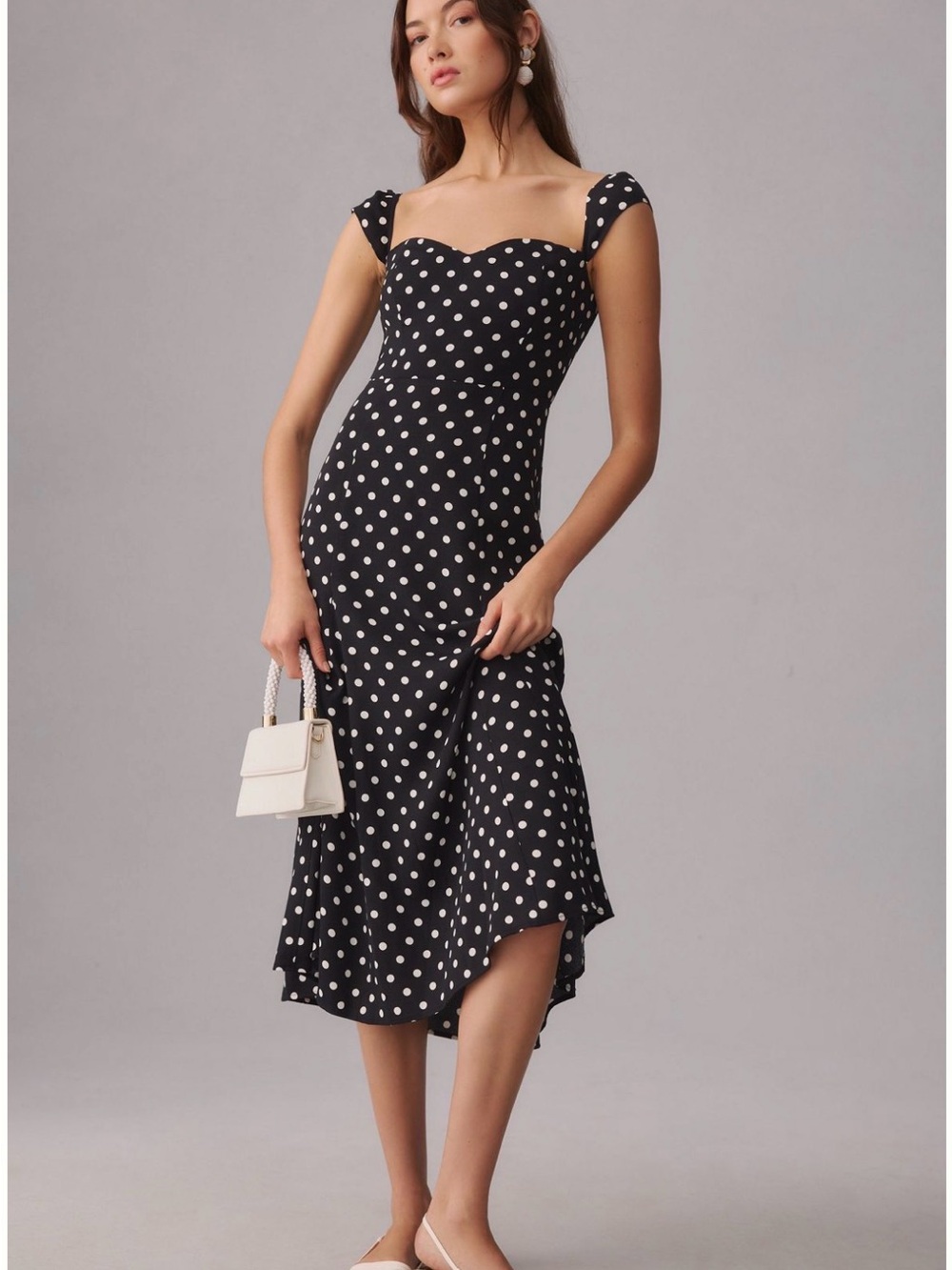 Reformation Bryson Dress In Bettie Black White Polka Dot Size 4